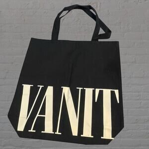 Vanity Fair Canvas Tote Bag Shopper Logo Fashion Magazine VF Retro Black Y2K 90s
